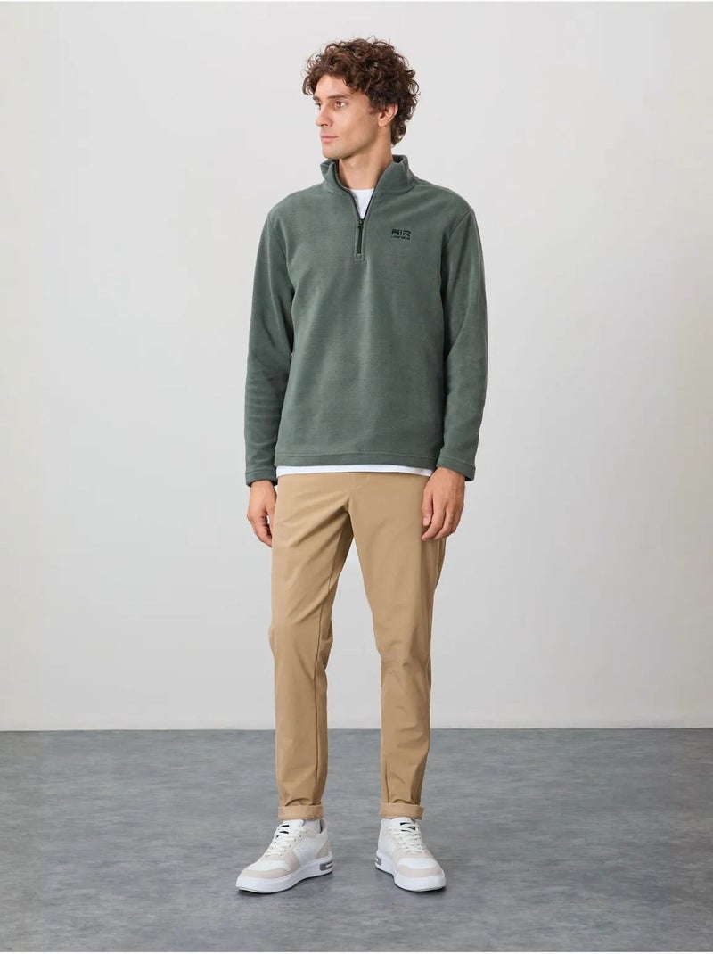 Sweat-shirt homme en maille peluche, demi-zip tommy Vert - Kiabi
