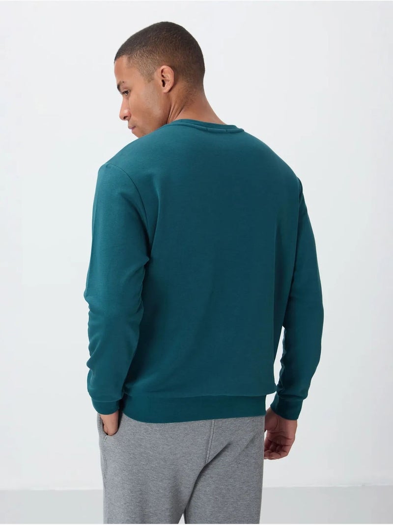 Sweat-shirt homme imprimé à col rond tommy Bleu canard - Kiabi