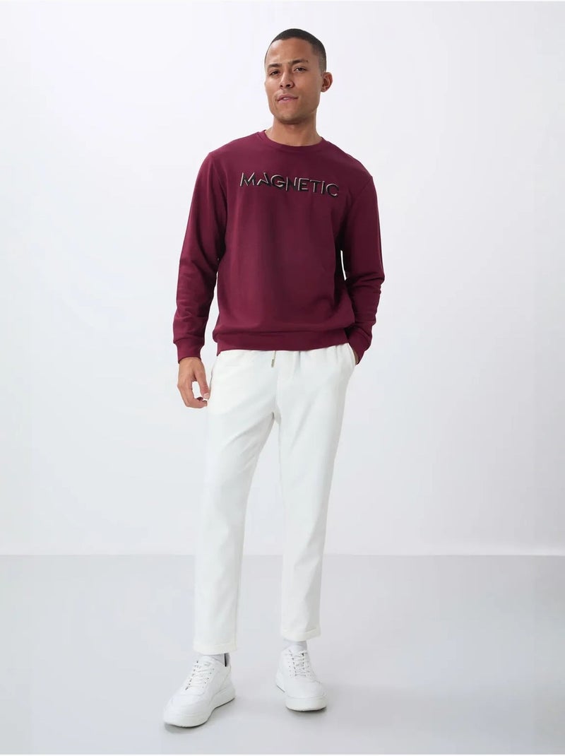Sweat-shirt homme imprimé à col rond tommy Rouge bordeaux - Kiabi