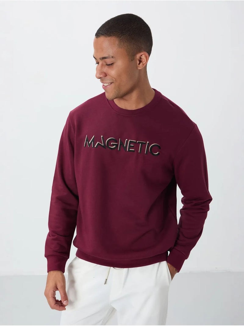 Sweat-shirt homme imprimé à col rond tommy Rouge bordeaux - Kiabi