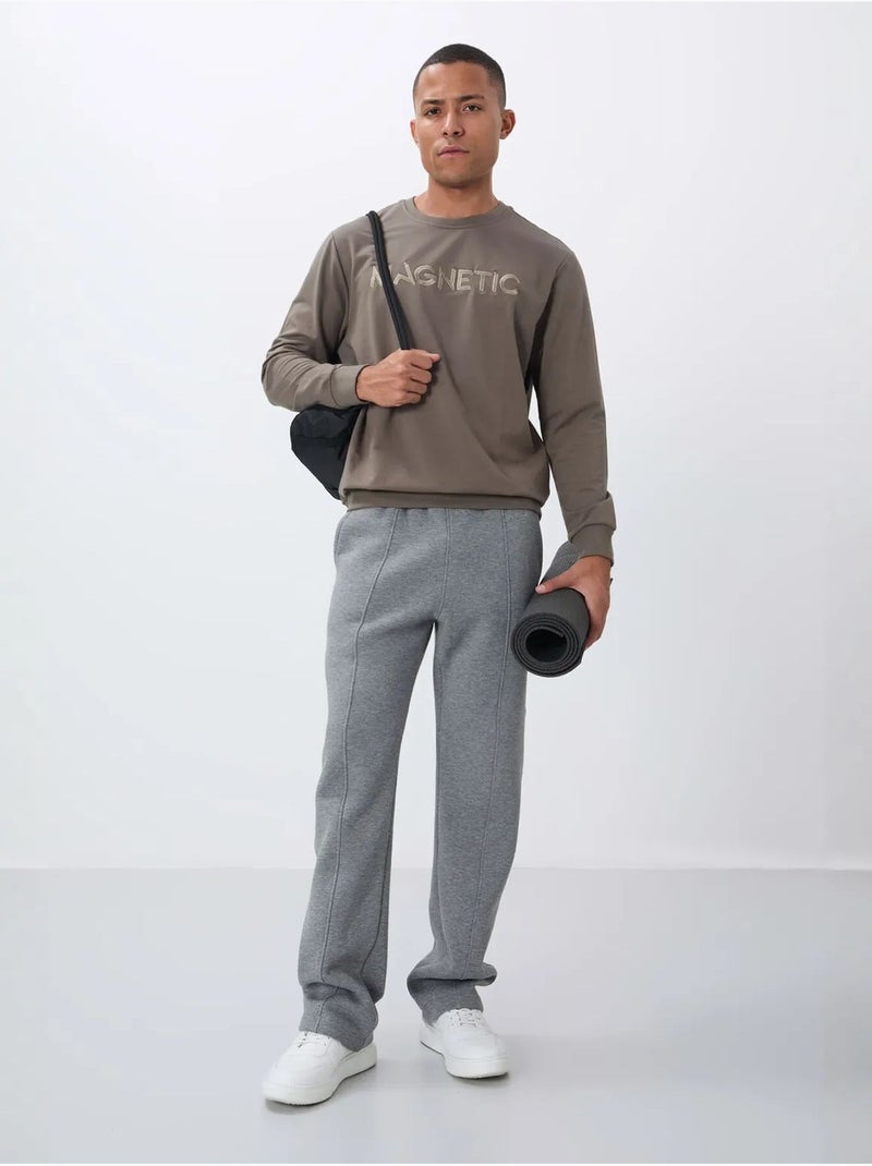 Sweat-shirt homme imprimé à col rond tommy Taupe - Kiabi