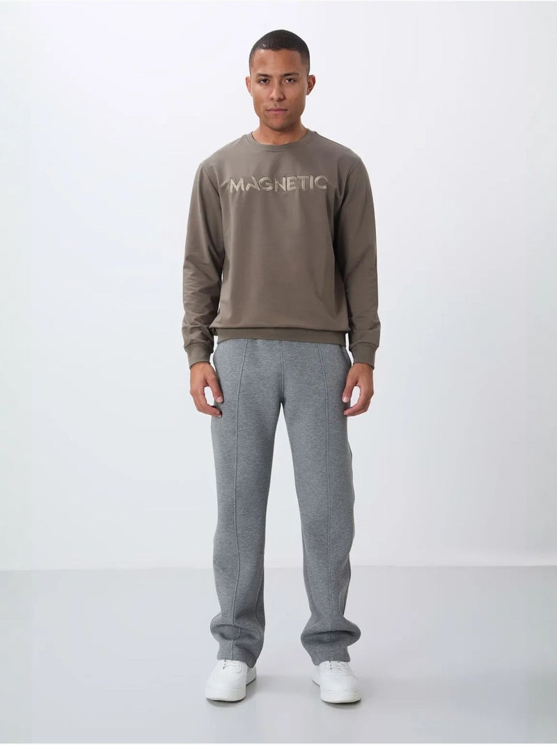 Sweat-shirt homme imprimé à col rond tommy Taupe - Kiabi