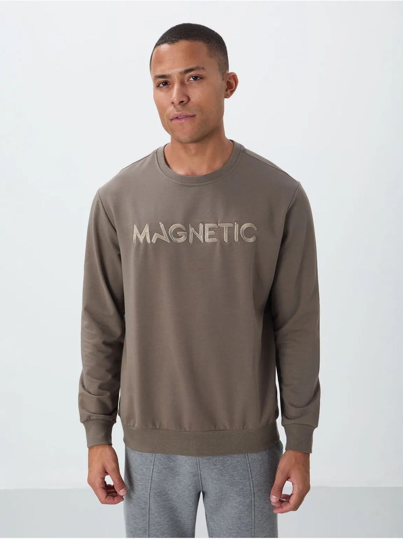 Sweat-shirt homme imprimé à col rond tommy Taupe - Kiabi