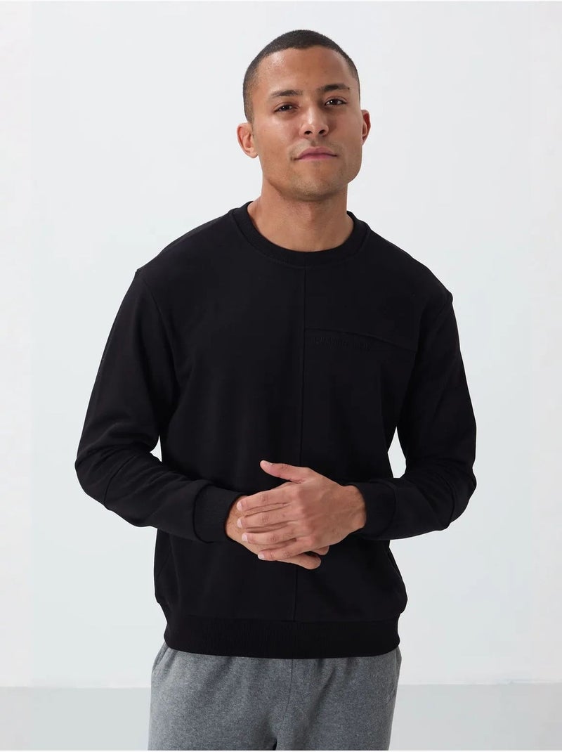Sweat-shirt homme uni à col rond tommy Noir - Kiabi
