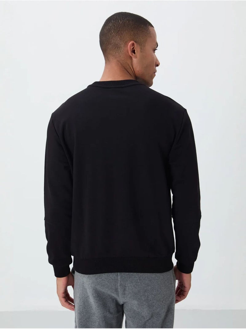 Sweat-shirt homme uni à col rond tommy Noir - Kiabi