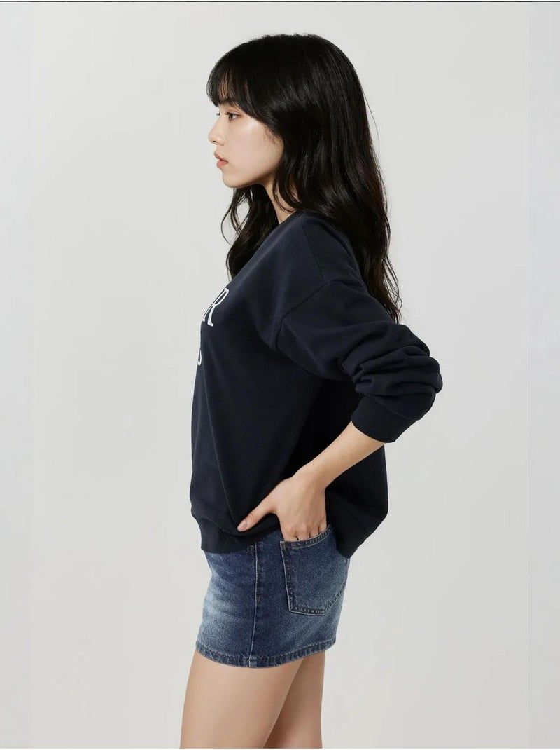 Sweat-shirt imprimé à col ras du cou et coupe décontractée Bleu foncé - Kiabi