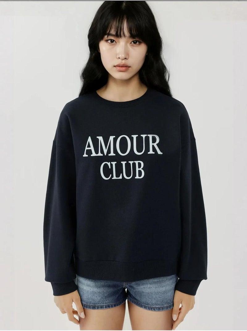 Sweat-shirt imprimé à col ras du cou et coupe décontractée Bleu foncé - Kiabi