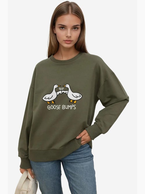 Sweat-shirt imprimé à col ras du cou et coupe décontractée hiccup - Kiabi