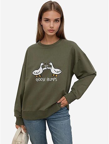 Sweat-shirt imprimé à col ras du cou et coupe décontractée