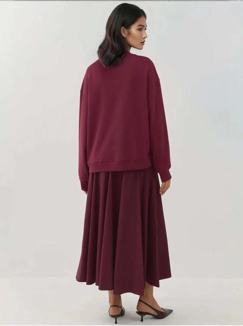 Sweat-shirt imprimé à col ras du cou et coupe décontractée Rouge foncé - Kiabi