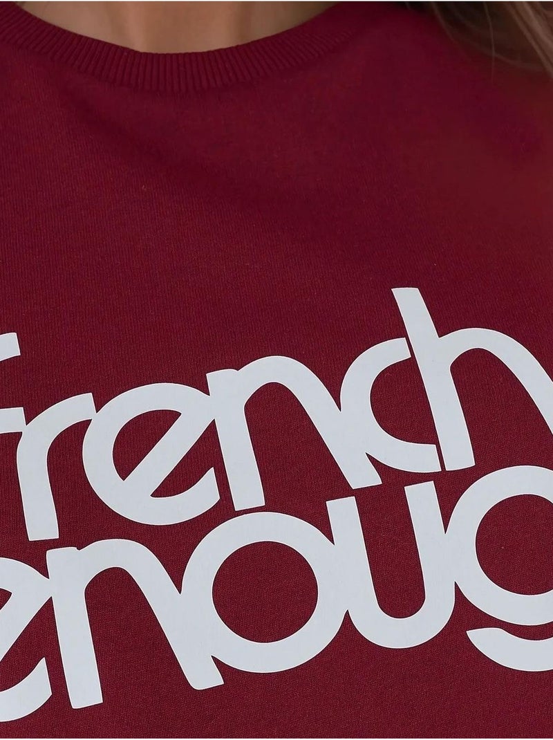 Sweat-shirt imprimé à col ras du cou et manches longues Rouge foncé - Kiabi