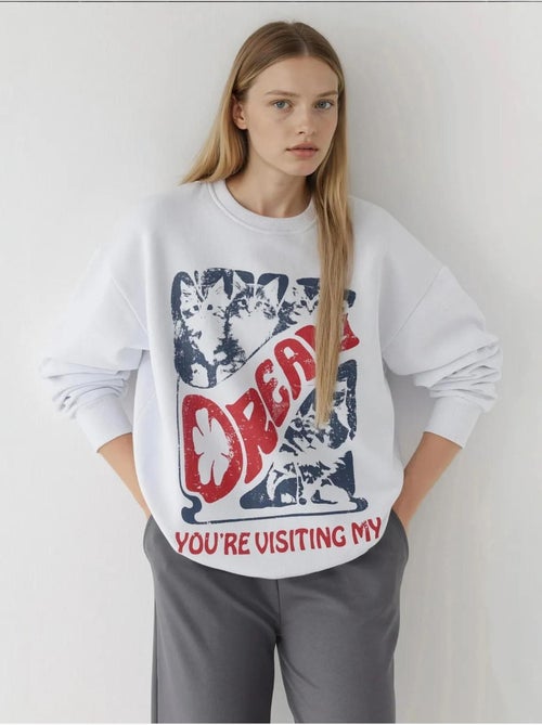 Sweat-shirt imprimé à col rond - Kiabi Sweat-shirt imprimé à col rond - Kiabi