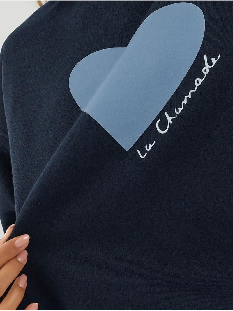Sweat-shirt imprimé à col rond Bleu marine - Kiabi
