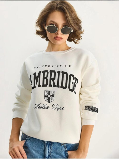 Sweat-shirt imprimé à col rond côtelé lucci - Kiabi Sweat-shirt imprimé à col rond côtelé lucci - Kiabi