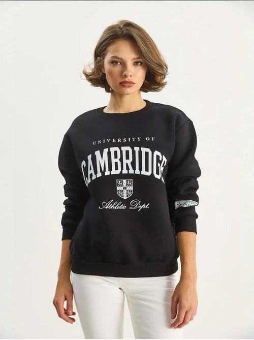 Sweat-shirt imprimé à col rond côtelé lucci - Kiabi Sweat-shirt imprimé à col rond côtelé lucci - Kiabi