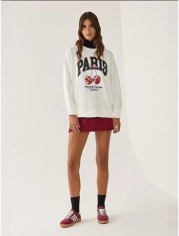 Sweat-shirt imprimé à col rond et coupe décontractée