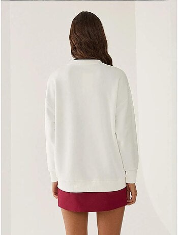 Sweat-shirt imprimé à col rond et coupe décontractée