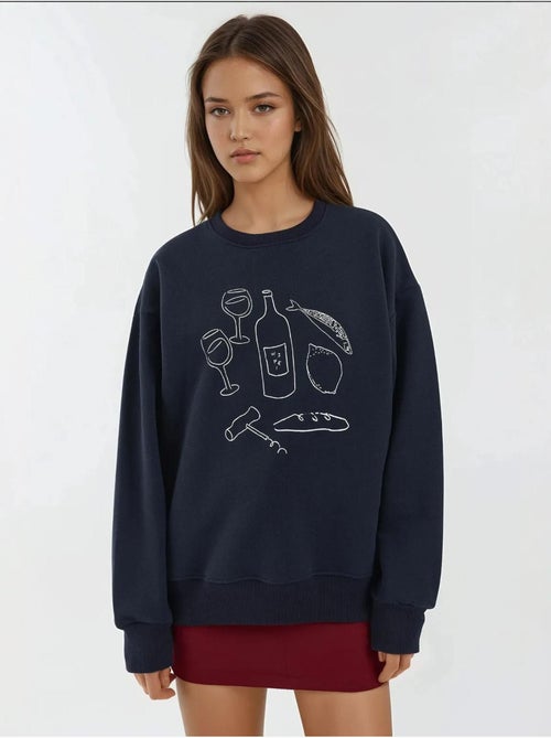 Sweat-shirt imprimé à col rond hiccup - Kiabi