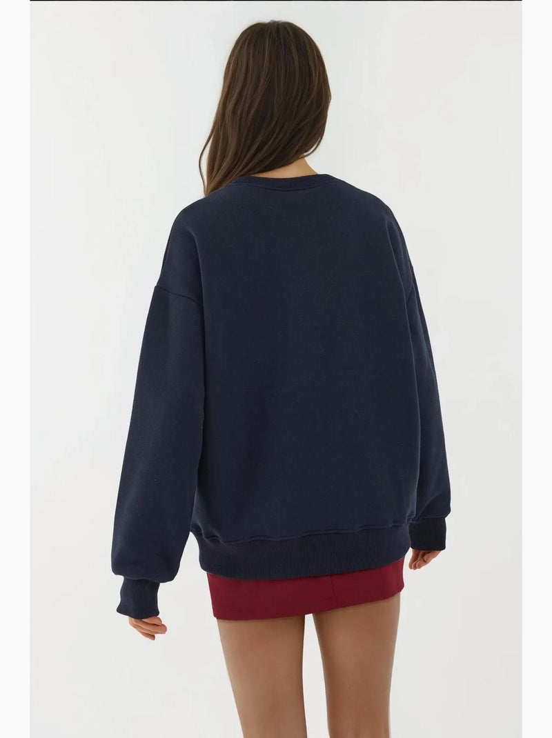 Sweat-shirt imprimé à col rond hiccup Bleu foncé - Kiabi