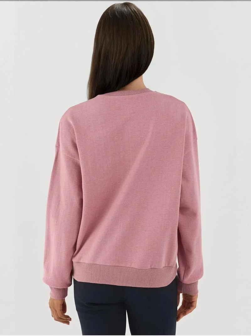 Sweat-shirt imprimé à col rond Vieux rose - Kiabi