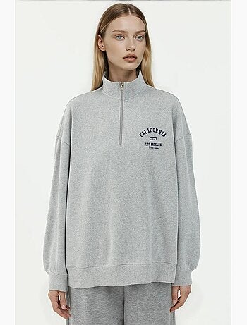 Sweat-shirt imprimé à col zippé et coupe décontractée hiccup