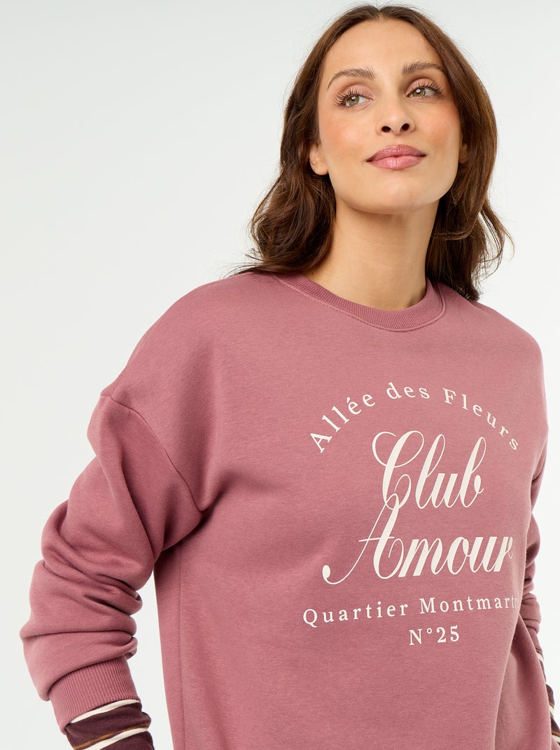 Sweat-shirt imprimé à manches longues Rose - Kiabi