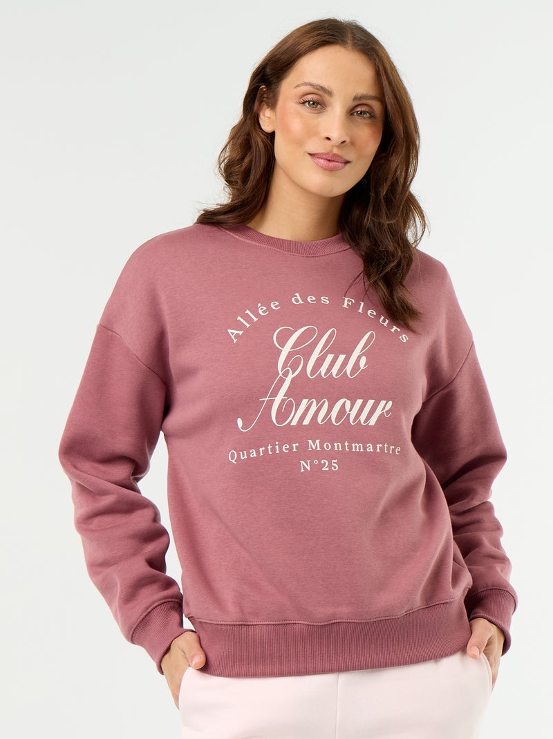 Sweat-shirt imprimé à manches longues Rose - Kiabi