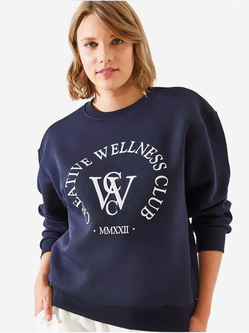 Sweat-shirt imprimé brossé à trois fils mbhs lucci Bleu marine - Kiabi