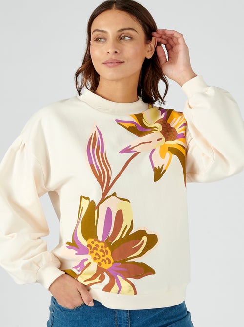 Sweat-shirt imprimé grandes fleurs - Damart - Kiabi
