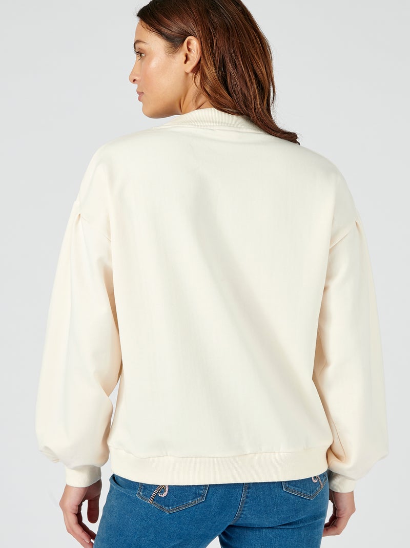 Sweat-shirt imprimé grandes fleurs - Damart Beige clair - Kiabi
