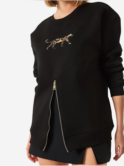 Sweat-shirt imprimé léopard à triple fil brossé et fermeture éclair sur le devant de bianco lucci - Kiabi Sweat-shirt imprimé léopard à triple fil brossé et fermeture éclair sur le devant de bianco lucci - Kiabi