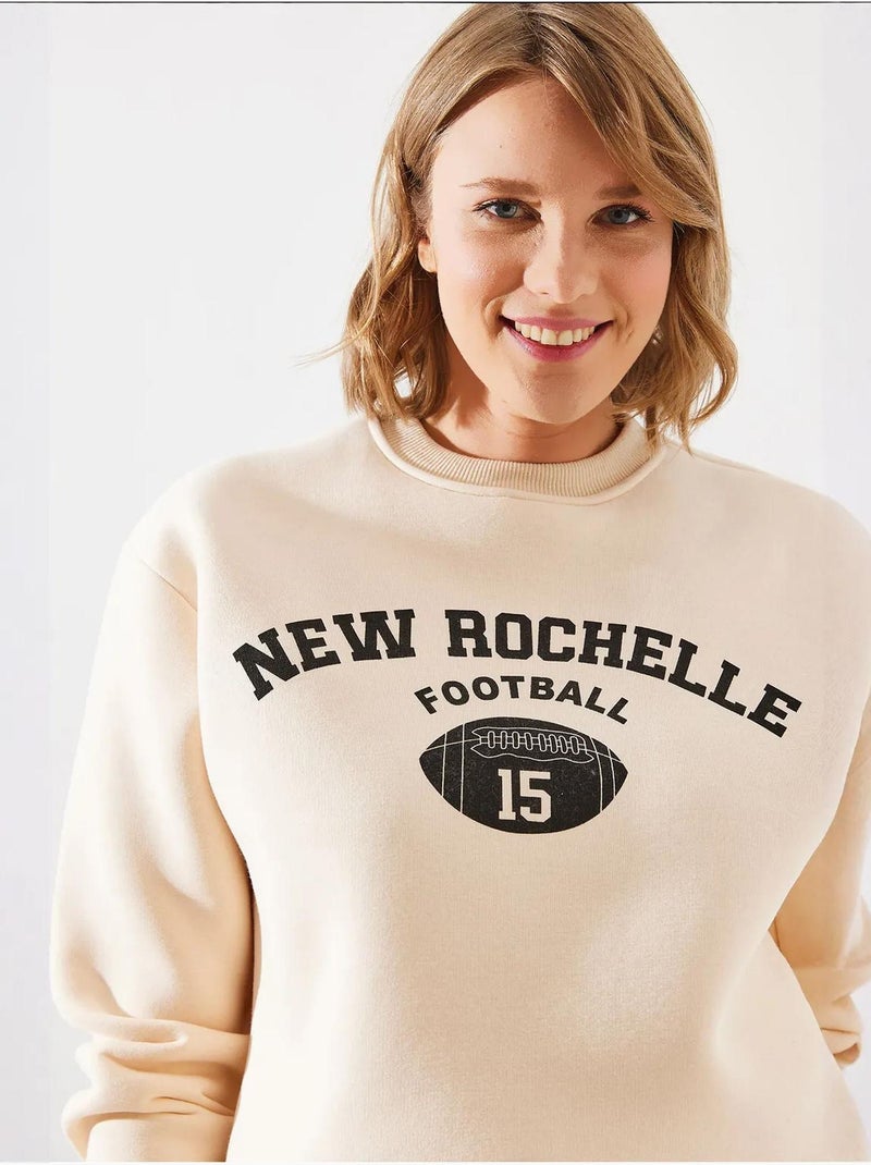 Sweat-shirt imprimé rochelle en polaire triple fil mbhs lucci Beige argile - Kiabi