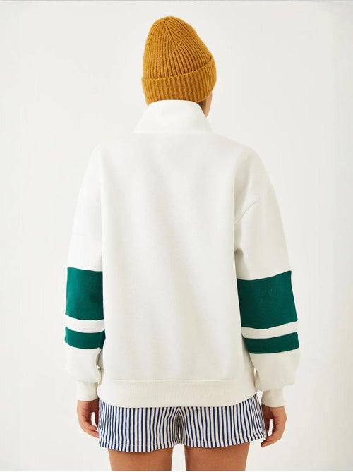 Sweat-shirt imprimé zippé brossé trois plis lucci - Kiabi