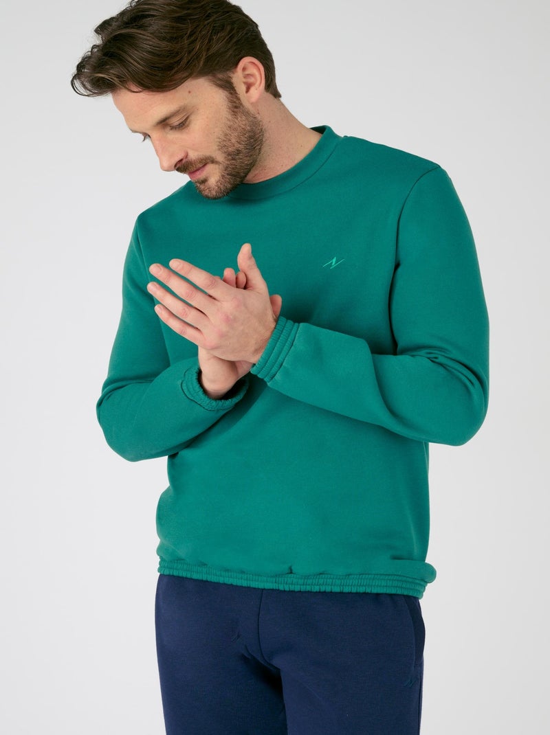 Sweat-shirt intérieur molletonné Thermolactyl - Damart Vert - Kiabi