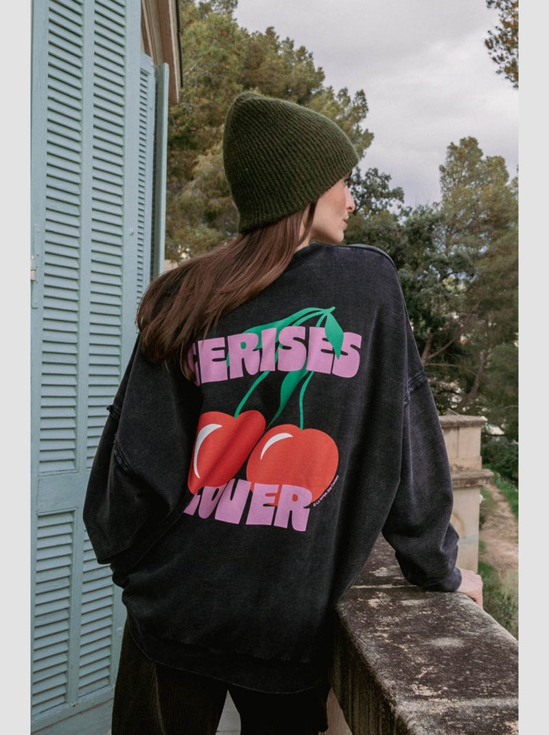 Sweat-Shirt JULES 'Le Temps Des Cerises' Noir - Kiabi