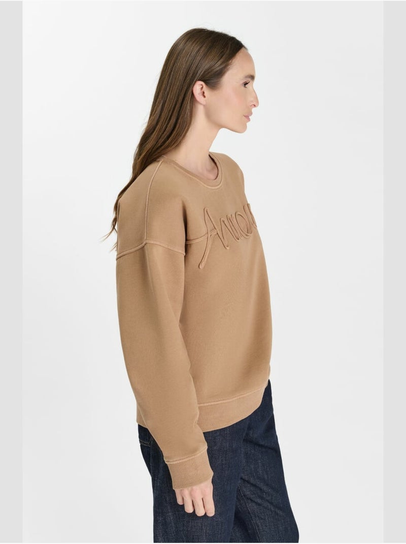 Sweat-shirt lacet 'le temps des cerises' Beige - Kiabi
