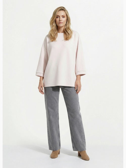 Sweat shirt large col rond, manches 3/4 - AFIBEL - Kiabi