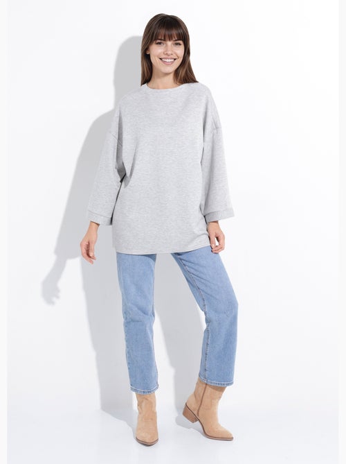 Sweat shirt large col rond, manches 3/4 - AFIBEL - Kiabi