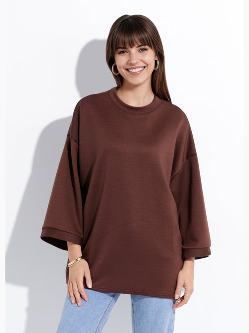 Sweat shirt large col rond, manches 3/4 - AFIBEL - Kiabi