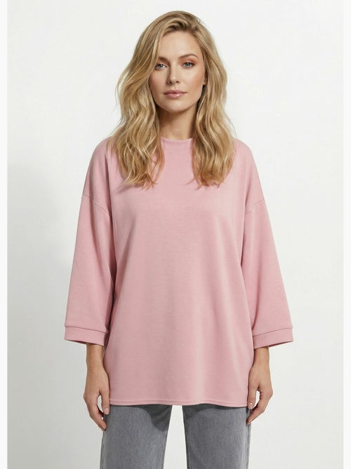 Sweat shirt large col rond, manches 3/4 - AFIBEL - Kiabi