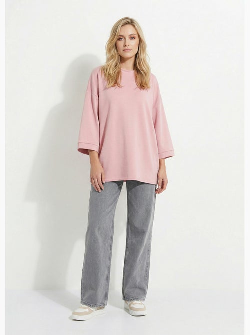 Sweat shirt large col rond, manches 3/4 - AFIBEL - Kiabi