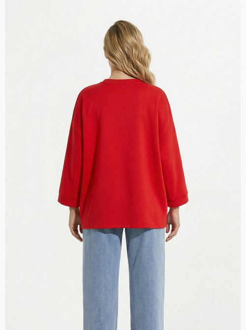 Sweat shirt large col rond, manches 3/4 - AFIBEL - Kiabi