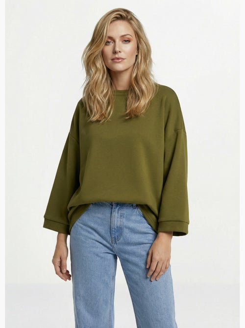 Sweat shirt large col rond, manches 3/4 - AFIBEL - Kiabi