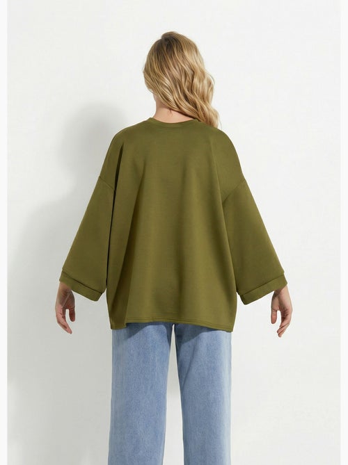 Sweat shirt large col rond, manches 3/4 - AFIBEL - Kiabi