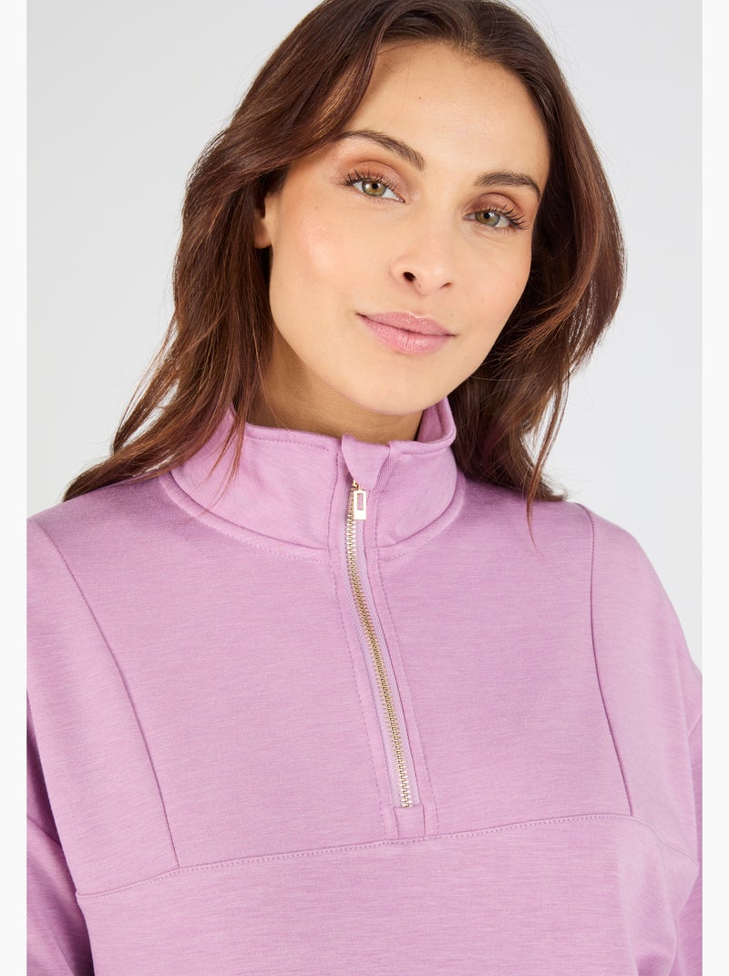 Sweat-shirt maille interlock Thermolactyl  - Happy D. by Damart Rose parme - Kiabi