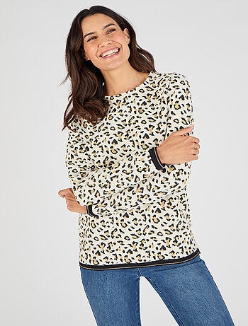 Sweat-shirt maille jacquard imprimé animalier - Damart