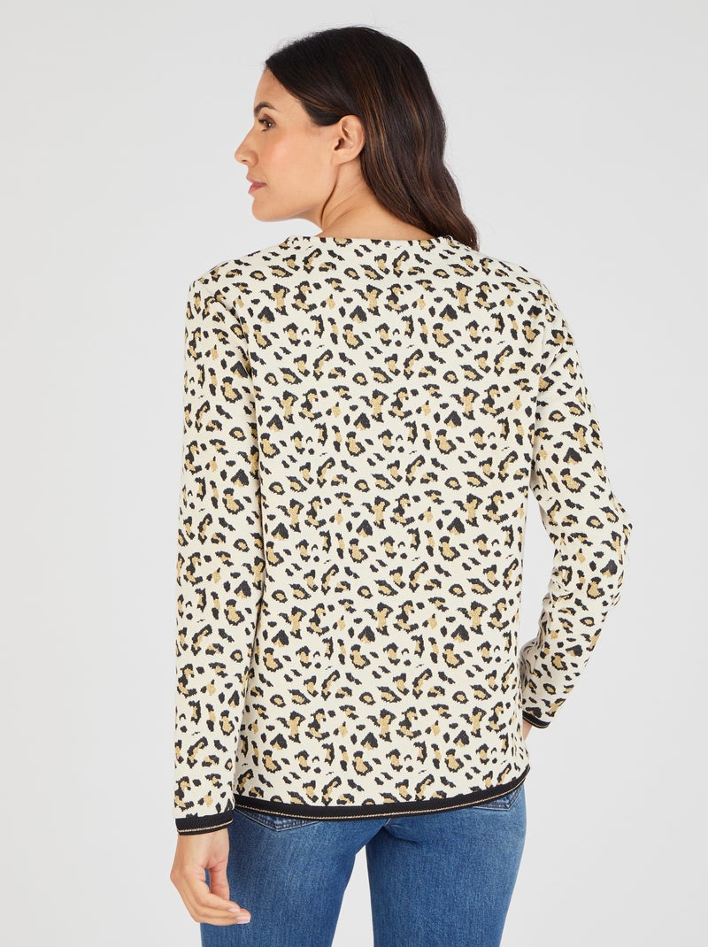Sweat-shirt maille jacquard imprimé animalier - Damart Blanc - Kiabi