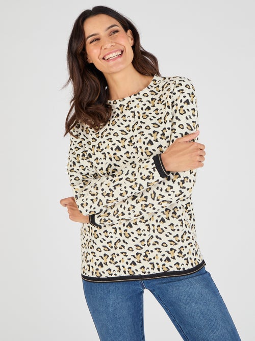 Sweat-shirt maille jacquard imprimé animalier - Damart - Kiabi