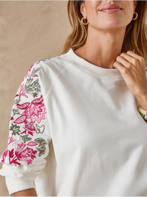 Sweat-shirt manches brodées - DAXON - Kiabi