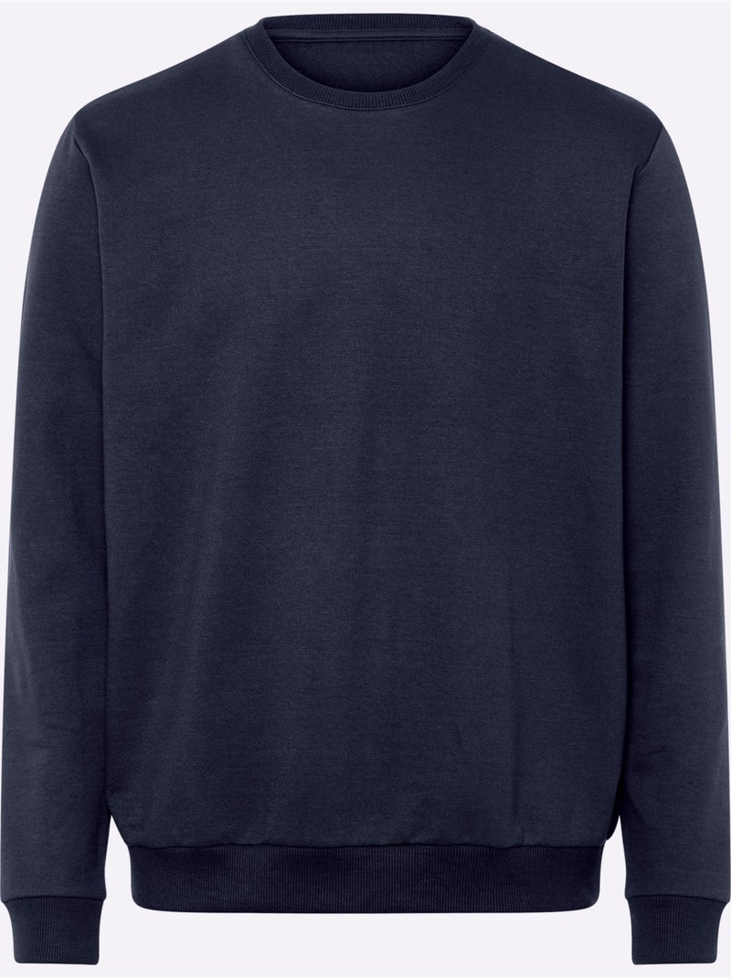 Sweat-shirt manches et ourlet à bords-côtes extensibles - taille standard - moda vilona Bleu marine - Kiabi